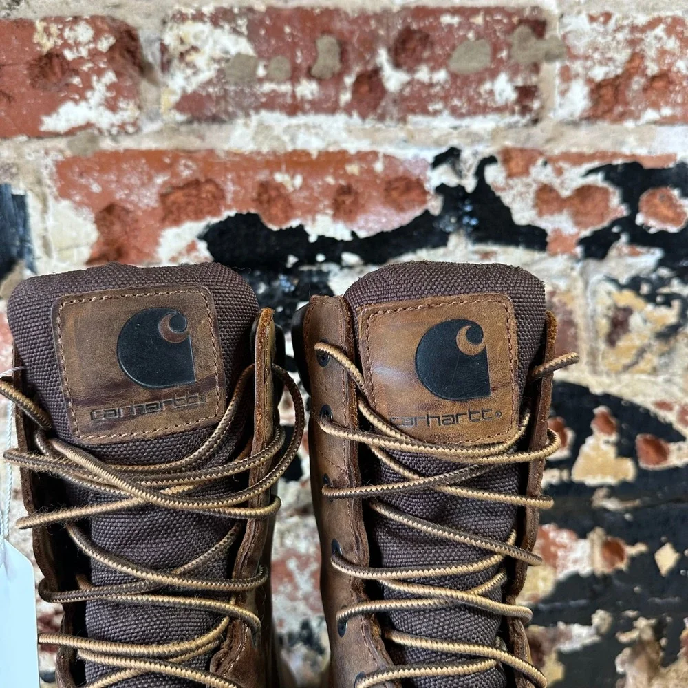 Carhartt Mens 8 Inch Waterproof Leather Work Boots Brown EH CMF8723 Size 8 D